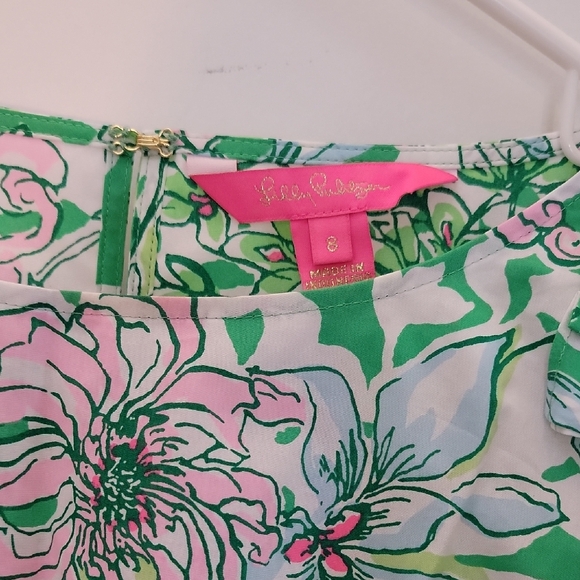 Lilly Pulitzer Vibrant Green and Pink Floral Top - Picture 4 of 12